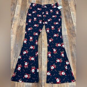 Kohl's Women’s Polyester High Rise, Santa Claus Printed Flare Pants, Size XL